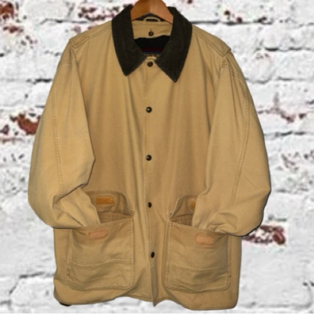 Woolrich Barn Chore Jacket Coat Removable Blanket Liner Canvas Snap Front Sz Lg
